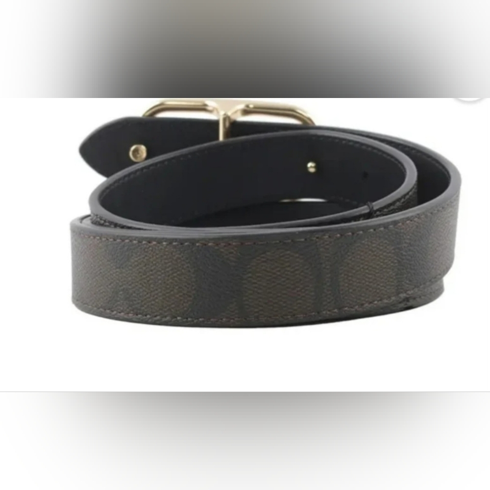 NWT Coach Women's Morgan Rectangle Buckle Belt  Size MnCE971 Brown/Black - Picture 3 of 9